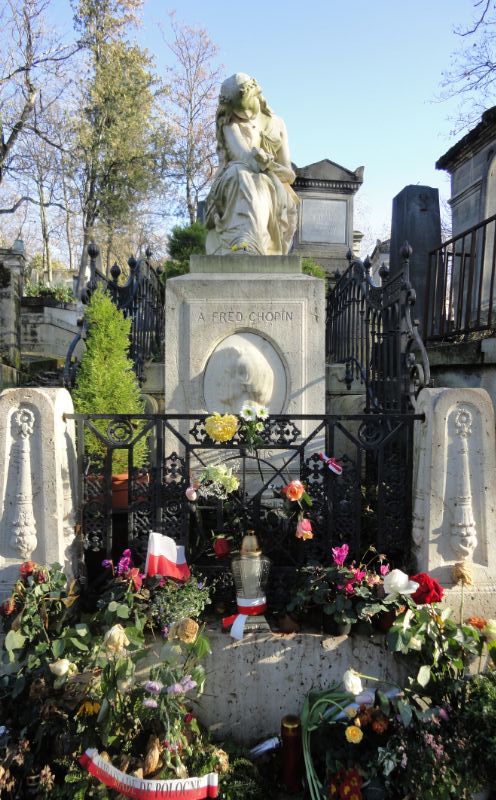 パリにあるペールラシェーズ墓地のショパンの墓