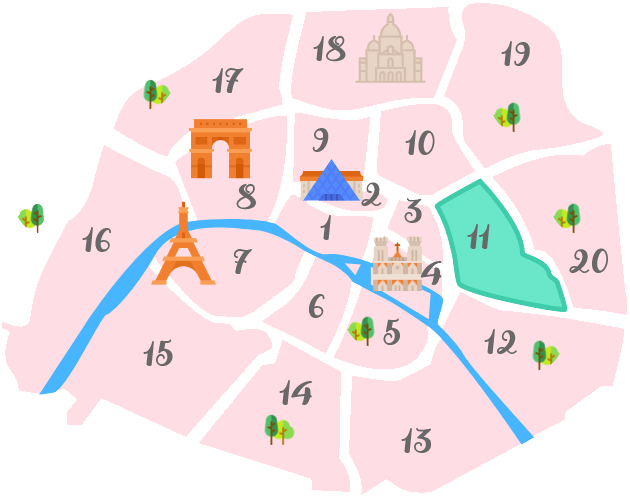 パリ11区の地図