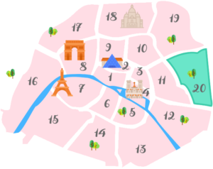 パリ19区20区の地図